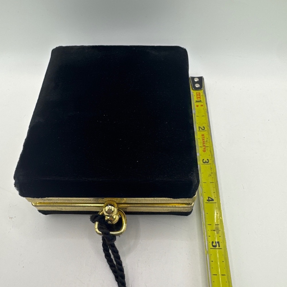Vintage Lady Ronson Superbe Black Velvet Jewelry Trinket Box Case Gold Trim 1950 - Picture 7 of 9
